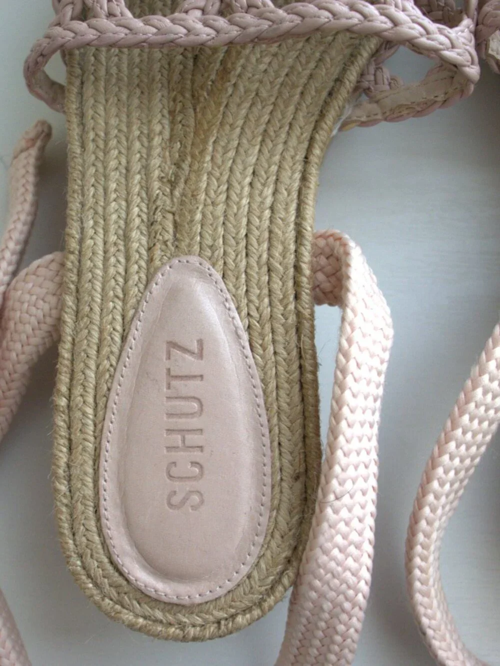 SCHUTZ Pink Braided Lace-Up Espadrille Flatform Sandals Size 8B